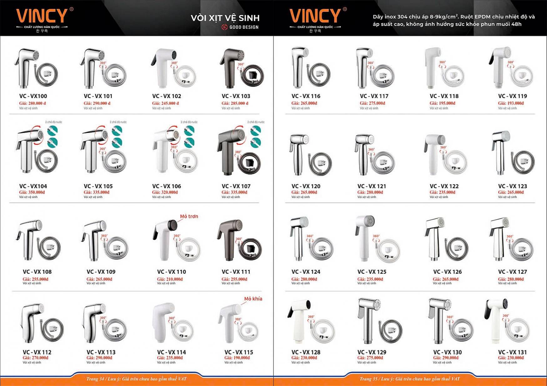 Thiết bị vệ sinh VINCY Catalogue và Bảng giá mới nhất 2025 /Page 18